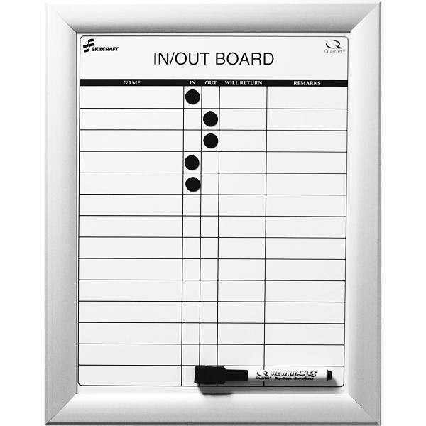 Skilcraft In/Out Magnetic Dry Erase Board 11"X14" Includes Marker