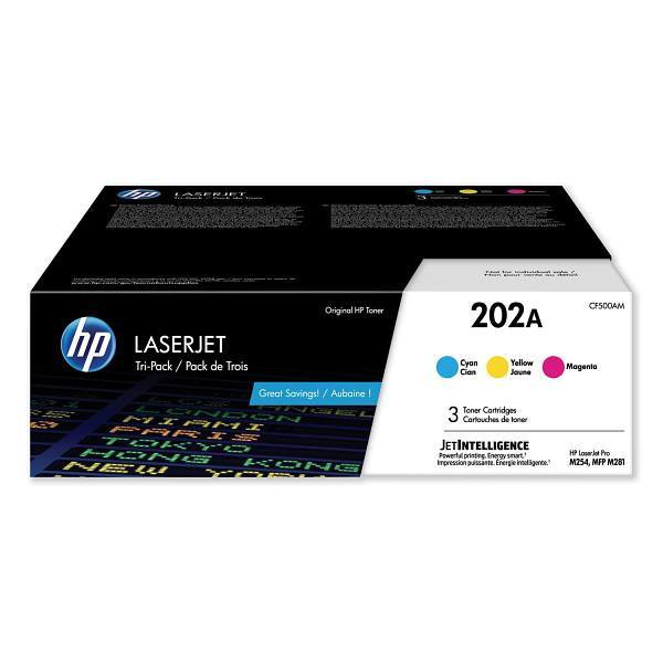 HP 202a Cyan/Magenta/Yellow Original Laserjet Toner Cartridges Package Of 3