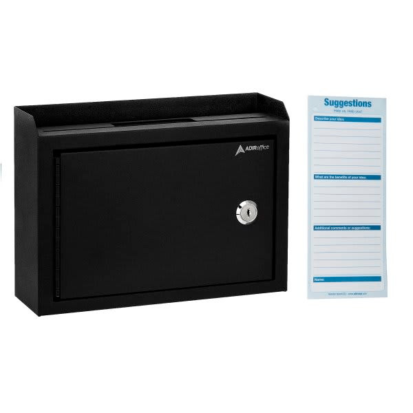 Adir Office Medium Size Black Steel Mp Suggest Drop Box W/Suggest Cards
