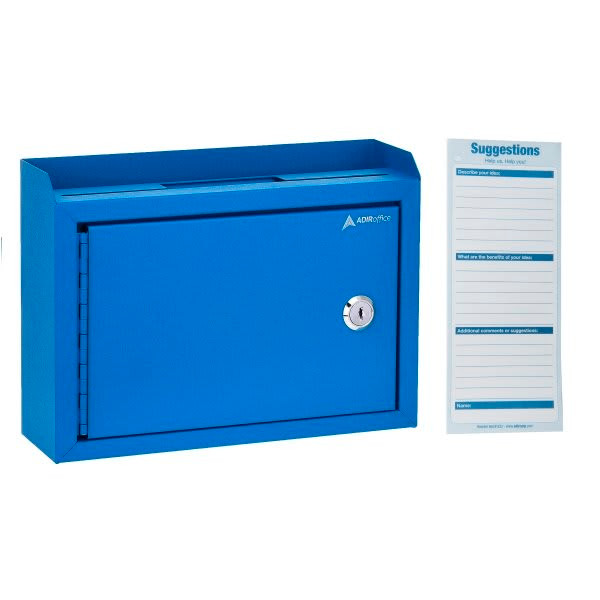 Adir Office Medium Size Blue Steel Mp Suggest Drop Box W/Suggest Cards