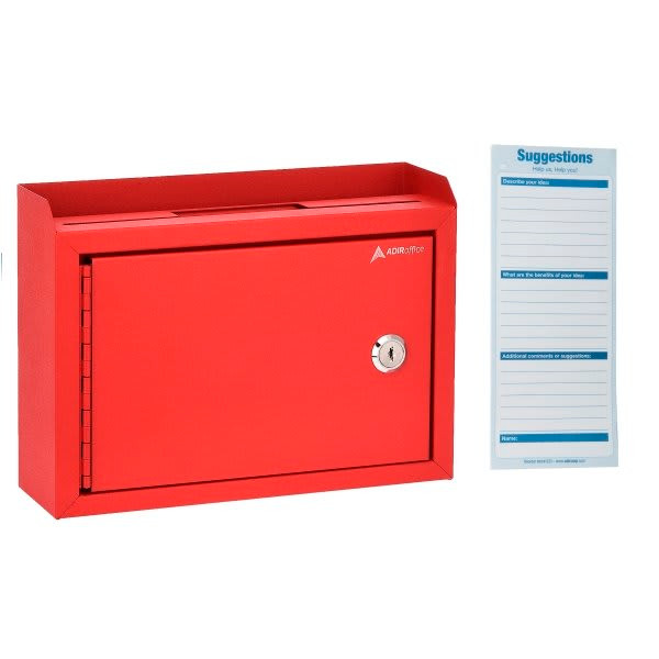 Adir Office Medium Size Red Steel Mp Suggest Drop Box W/Suggest Cards