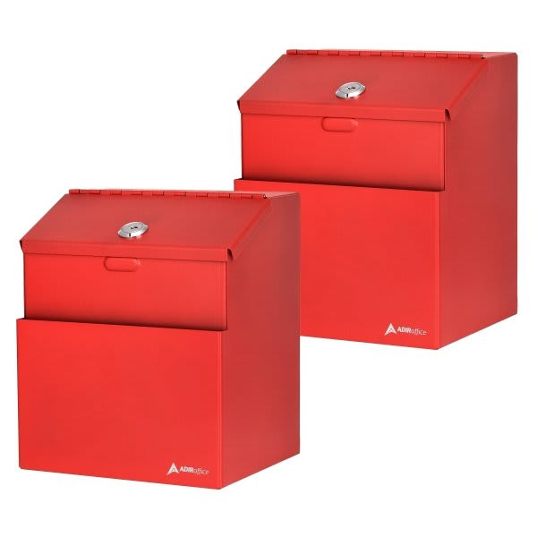 Adir Office Wall Mount Steel Locking Suggest Drop Box Red