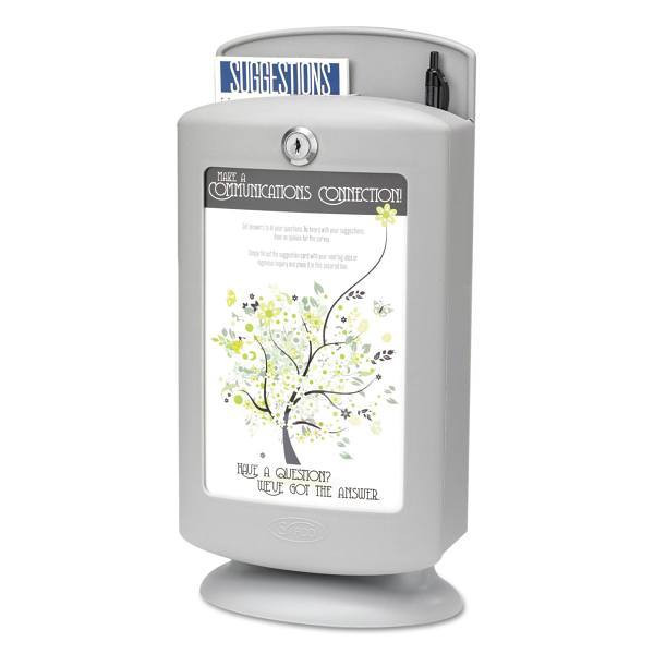 Safco Personalizable Suggestion Box, Plastic, 7" X 5" X 14.5", Light Gray
