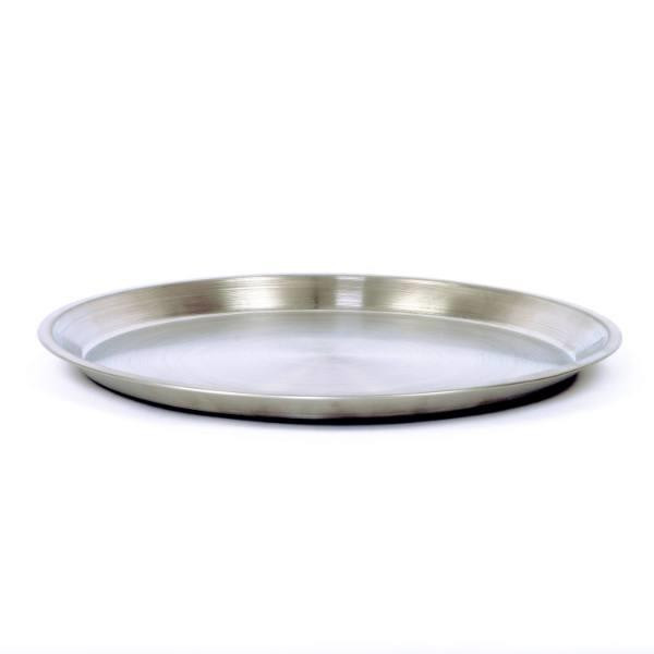 Hapco Brushed Metal 14in Round Tray,wide Edge Spill Proof Rim,case Of 12