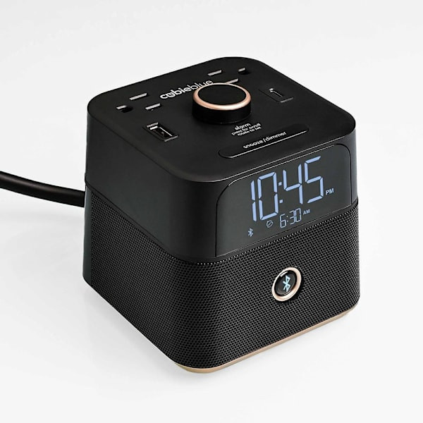 Brandstand Cubieblue 2.0 Alarm Clock With Bluetooth, 2 Power Outlets And 2 Usb