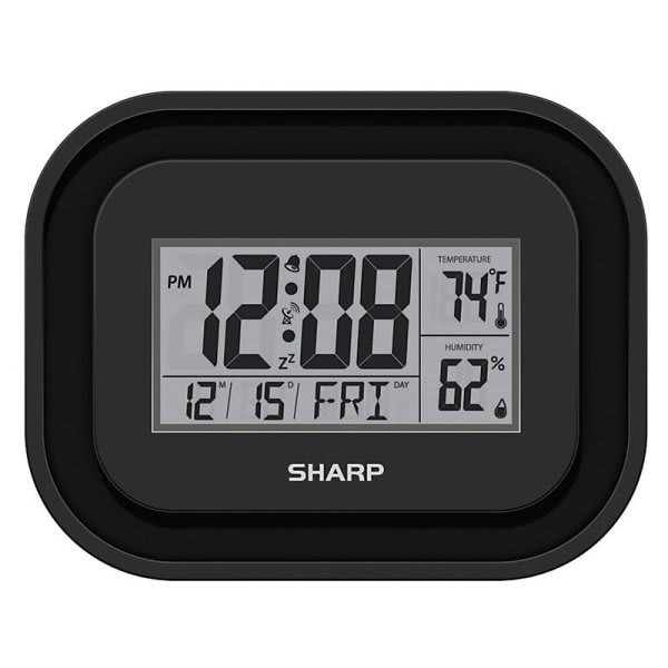 Sharp Black Plastic Atomic Clock
