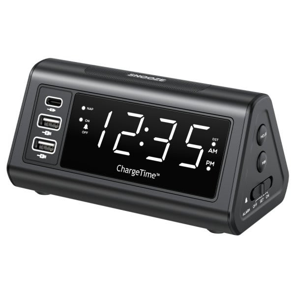Teleadapt Chargetime Usb-C Hotel-Grade Clock Black