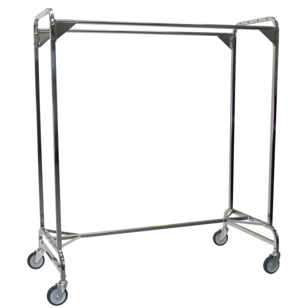 R&b Wire Products Double Pole Rolling Garment Rack, 60 Inches
