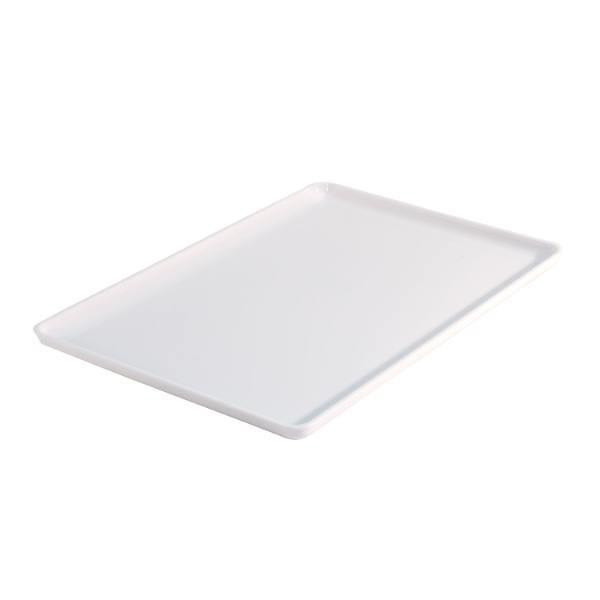Hapco Essential Rectangular Serving Tray,shiny,textured Surface,white,case Of 12