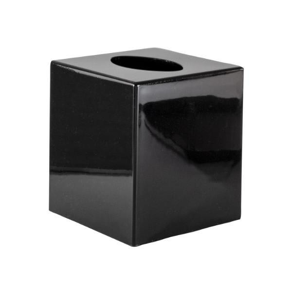Hapco Lacquerware Boutique Tissue Box Cover With Square Corners,black,case Of 12