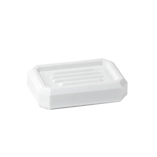 Hapco Facet Rectangular Soap Dish,beveled Edges, White, Case Of 24