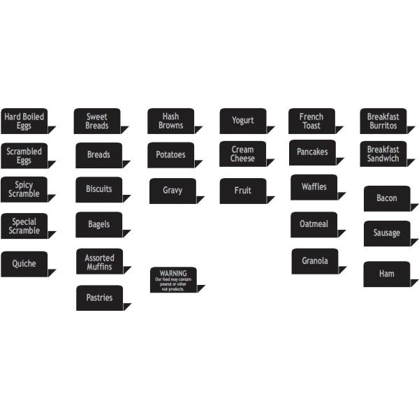 Spindle Breakfast Easel Set With 28 Pre-Printed Labels For Breakfast Items