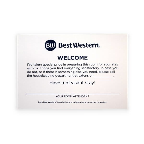 Best Western Housekeeping/Welcome Card Case Of 100