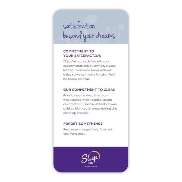 Sleep Inn Guest Satisfaction Card, All In One Case Of 50