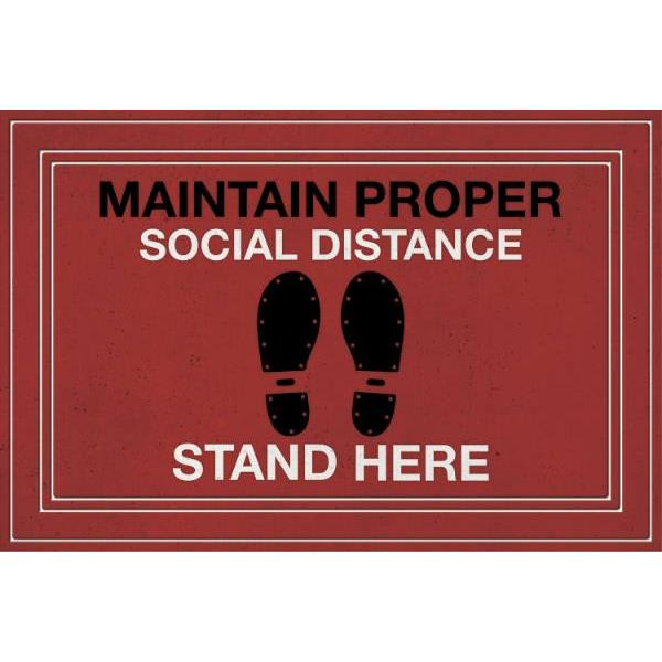 Apache Mills Fashionables Deluxe "Maintain Social Distance" Floor Mat (Red)