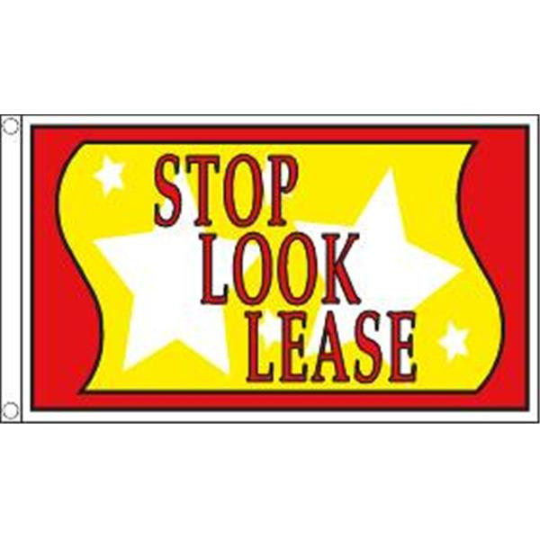 Horizontal Stop! Look! Lease! Flag, Stars, 5' X 3'