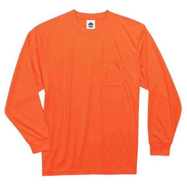 Ergodyne Glowear 8091 Non-Certified Long Sleeve T-Shirt, Orange, 3xl
