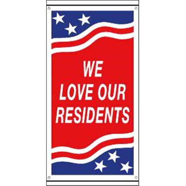 We Love Our Residents Boulevard Banner, Patriotic, 30 X 60