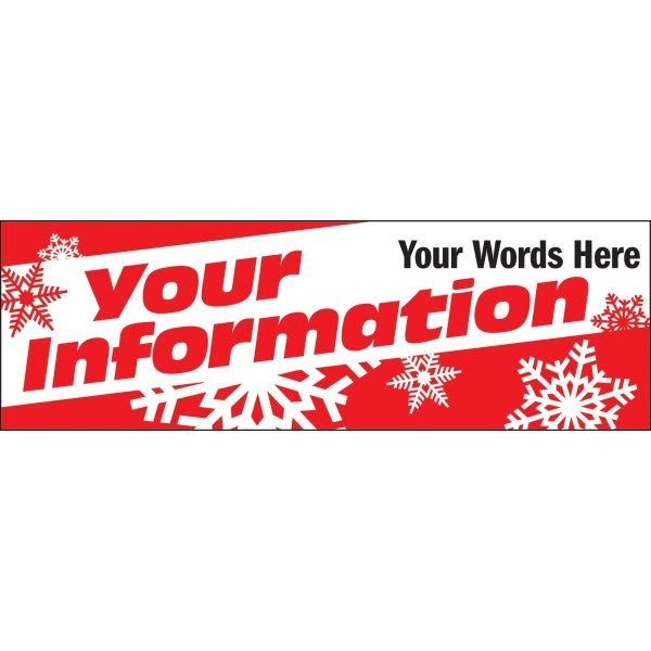 Holiday Themed Semi-Custom Banner, Snowflakes, 10' X 3'