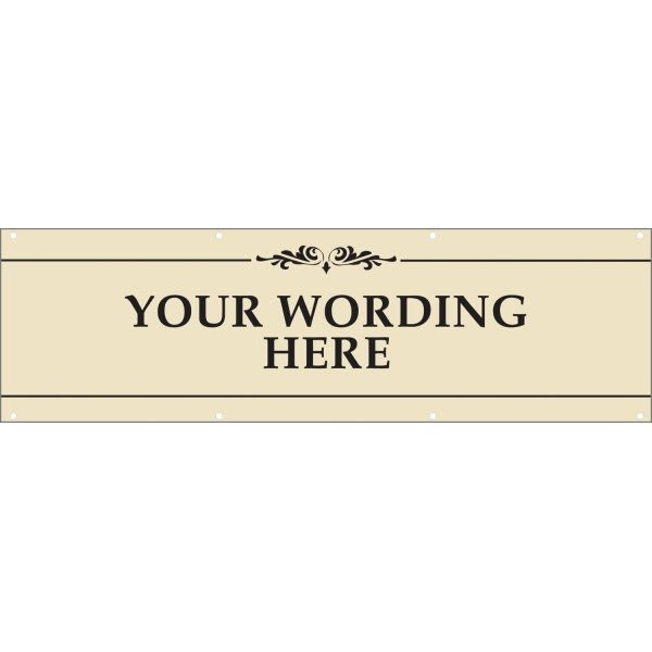 Horizontal Semi-Custom Banner, Black/Ivory, 15' X 4'