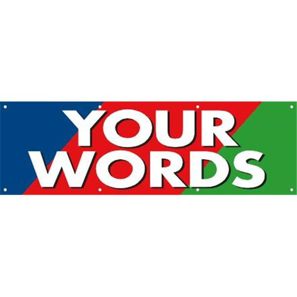 Horizontal Semi-Custom Banner, Blue/Red/Green, 10' X 3'