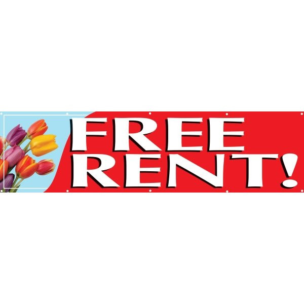 Horizontal Free Rent Banner, Tulips, 15' X 4'