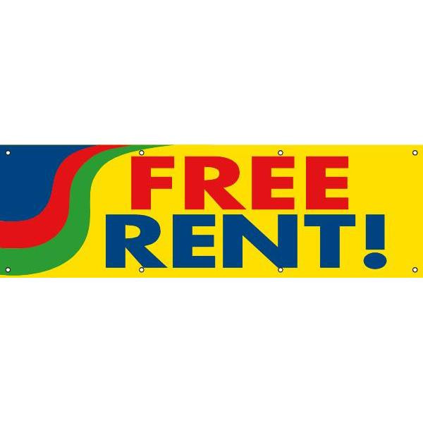Horizontal Free Rent Banner, Yellow, 10' X 3'