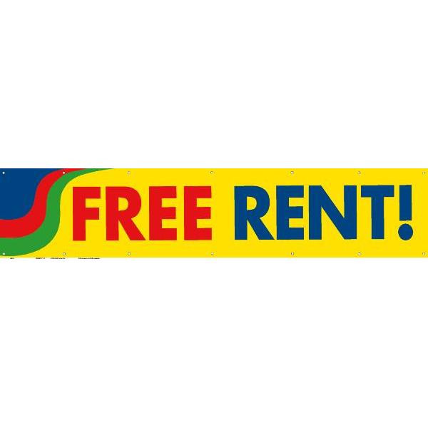 Horizontal Free Rent Banner, Yellow, 20' X 4'