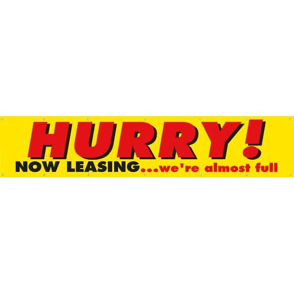 Horizontal Hurry! Now Leasing/We'Re Almost Full Banner, 20' X 4'