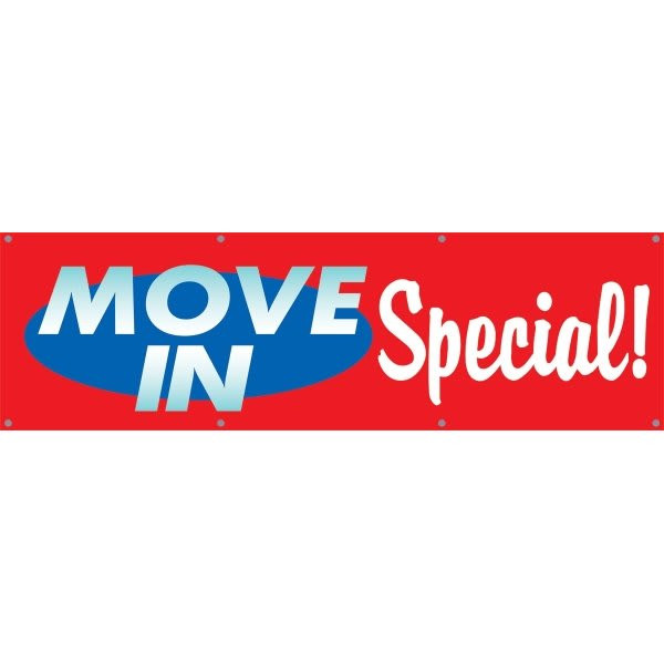 Horizontal Move In Special Banner, Red/Blue, 10' X 3'