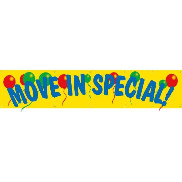 Horizontal Move In Special! Banner, Balloons, 20' X 4'