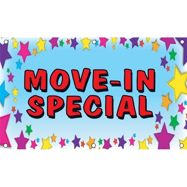 Horizontal Move In Special! Banner, Stars, 5' X 3'