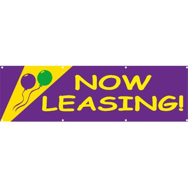 Horizontal Now Leasing Banner, Festive, 10' X 3'