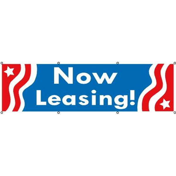 Horizontal Now Leasing Banner, Patriotic, 10' X 3'