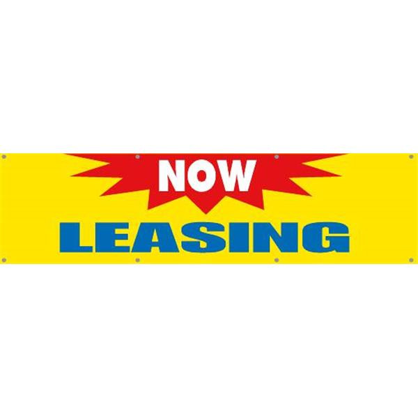 Horizontal Now Leasing Banner, Yellow/Blue/Red, 15' X 4'