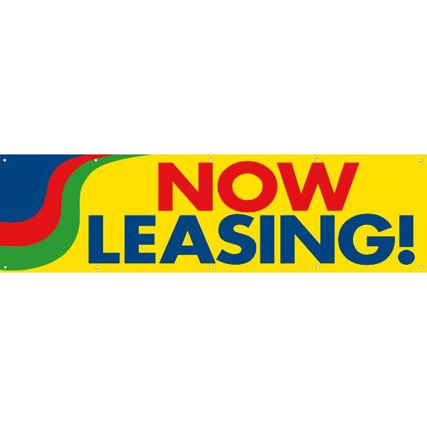 Horizontal Now Leasing! Banner, Yellow, 15' X 4'