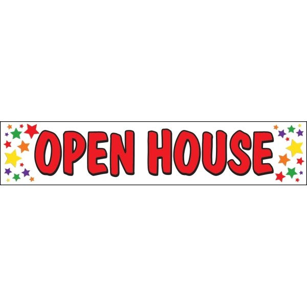 Horizontal Open House Banner, Multicolored Stars, 20' X 4'