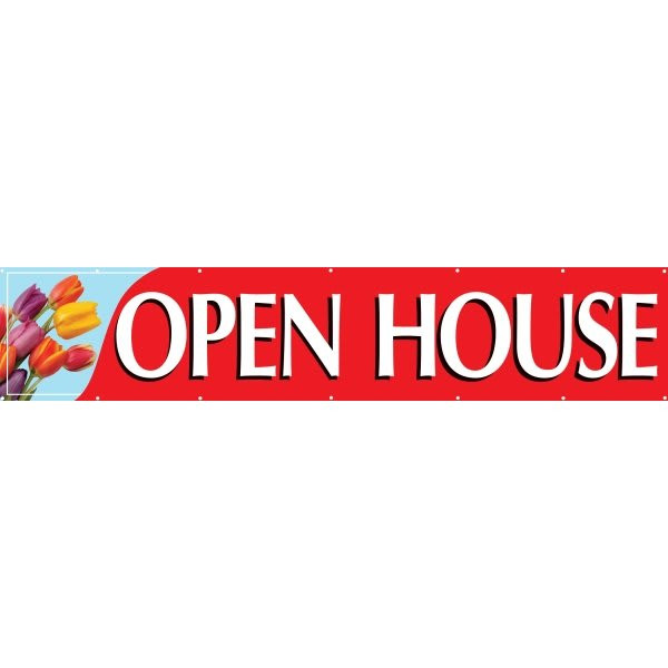 Horizontal Open House Banner, Tulips, 20' X 4'