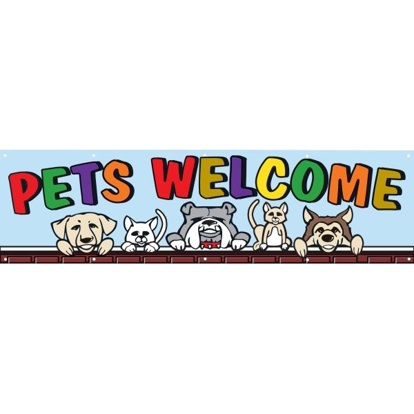 Horizontal Pets Welcome Banner, Cats/Dogs, 15' X 4'