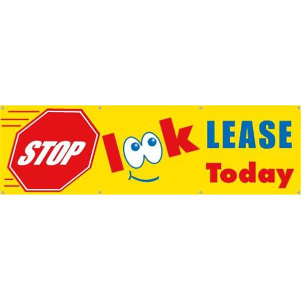 Horizontal Stop Look Lease Today Banner, Stop Sign/Eyes, 10' X 3'