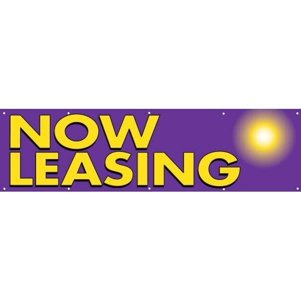 Now Leasing Horizontal Banner, Purple/Yellow Sun, 15' X 4'
