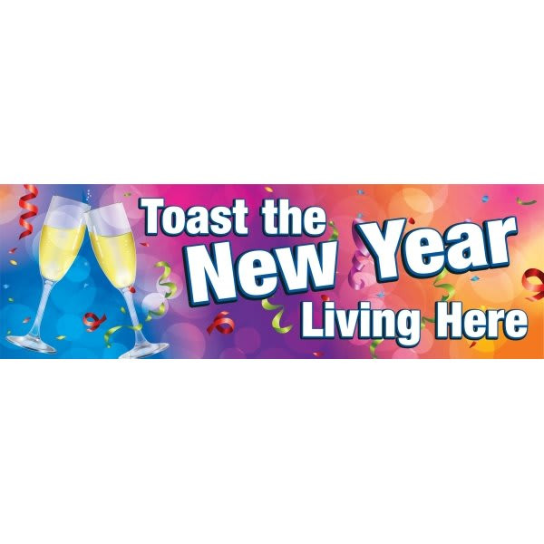 Toast The New Year Seasonal Banner, 10' X 3'