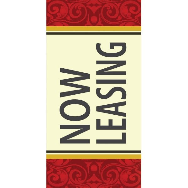Now Leasing Lawn Banner, Filigree, 15 X 32