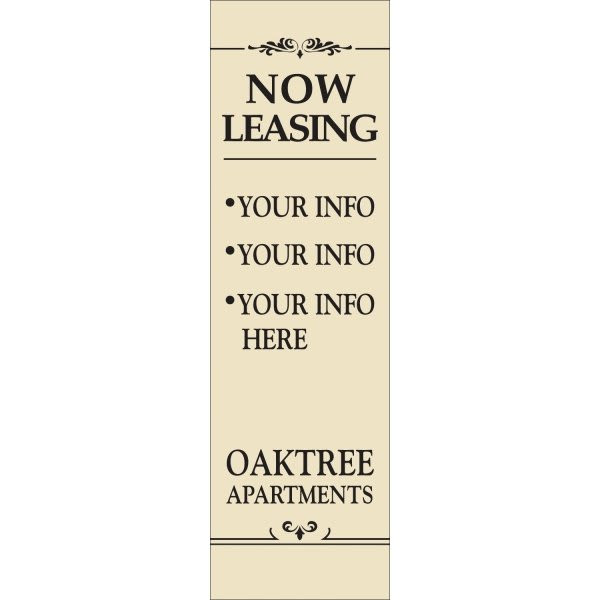 Semi-Custom Vertical Banner, Black/Ivory, 4' X 15'