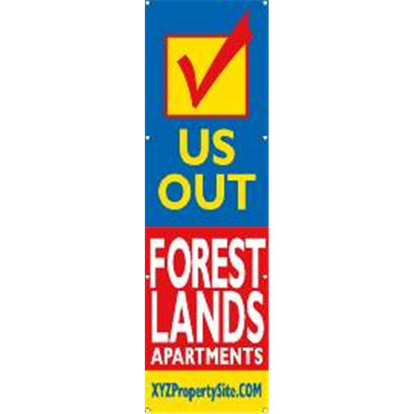 Semi-Custom Vertical Check Us Out Banner, 3' X 10'
