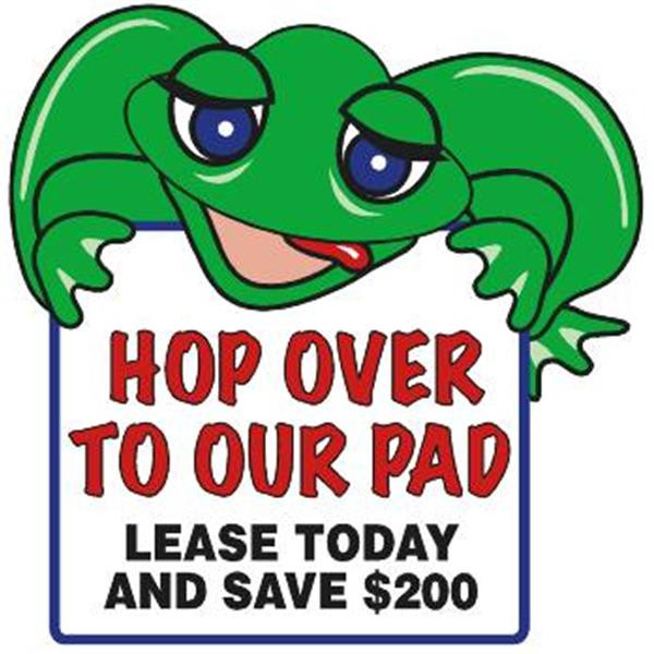 Semi-Custom Fun Shaped Amenity Sign, Frog, 32 X 32