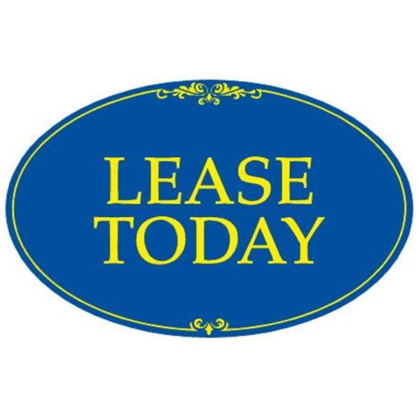 Coroplast Lease Today Oval Amenity Sign Kit, Blue/Yellow, 32 X 21