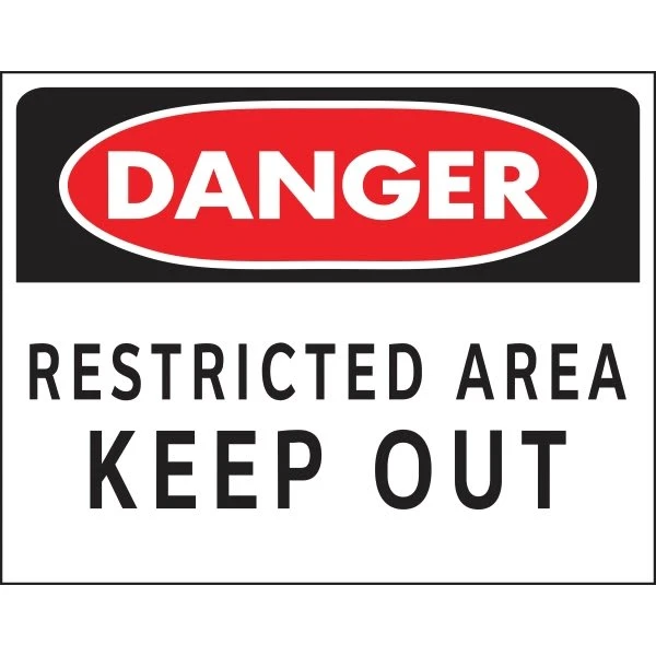 Hy-Ko "Danger" Keep Out Restricted Area Sign, Plastic, 16 X 20", Package Of 5
