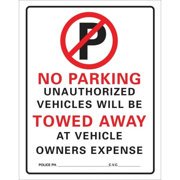 Hy-Ko "No Parking" Polyethylene Sign, 19-1/4" X 15"