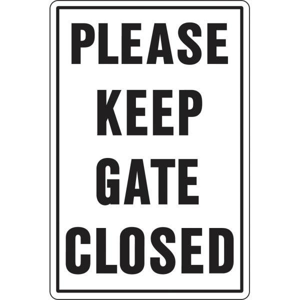 Hy-Ko "Please Keep Gate Closed",  Aluminum Sign, 12" X 18"